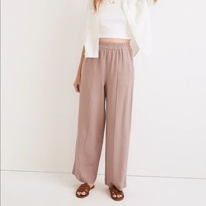 Madewell Breezewoven Pull-On High-Rise Straight Pants in Mauve Shadow